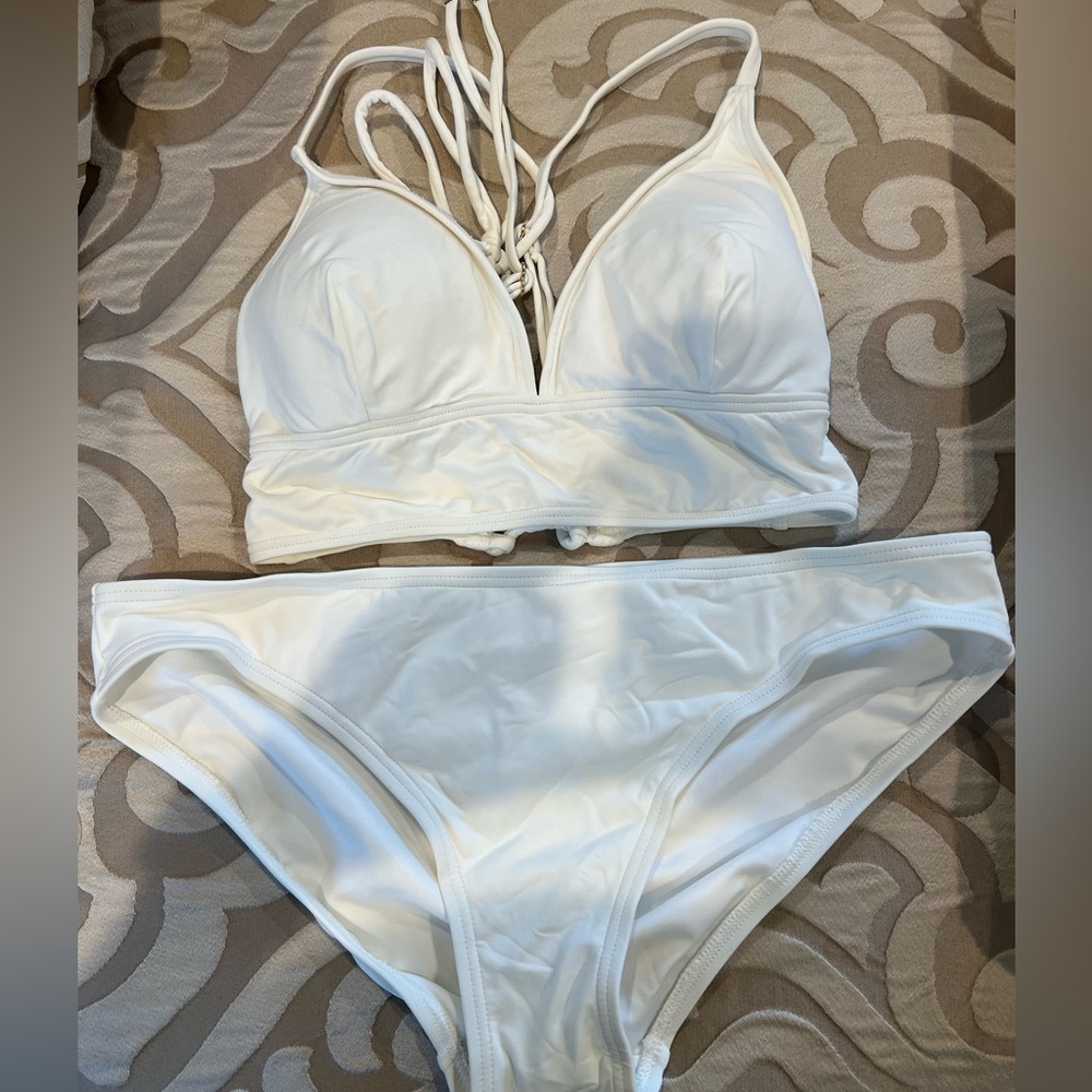 Michael Kors Womens white two piece bathing suit